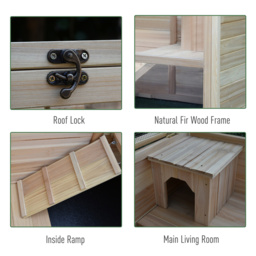 PawHut Solid Wood Guinea Pigs Hutches Pet House Indoor Water-Resistant W/ Ramp Small Animals - Aosom UK - thumbnail 6