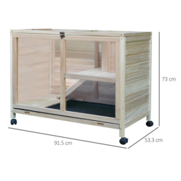 PawHut Solid Wood Guinea Pigs Hutches Pet House Indoor Water-Resistant W/ Ramp Small Animals - Aosom UK - thumbnail 3