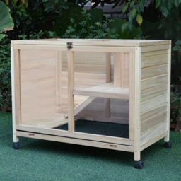 PawHut Solid Wood Guinea Pigs Hutches Pet House Indoor Water-Resistant W/ Ramp Small Animals - Aosom UK - thumbnail 1