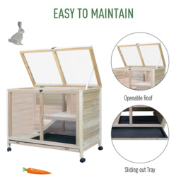PawHut Solid Wood Guinea Pigs Hutches Pet House Indoor Water-Resistant W/ Ramp Small Animals - Aosom UK - thumbnail 7