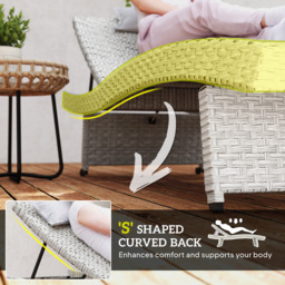 Outsunny Outdoor PE Rattan Sun Lounger, Folding Wicker Garden Lounger Recliner with 4-Level Adjustable Backrest, Rolling Sunbed Lounge Chair with Wheels, Non-Slip Legs for Balcony, Beach, Grey - thumbnail 4