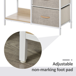HOMCOM Storage Dresser with 3 Fabric Drawers & 2 Display Shelves, Chest of Drawers for Living Room, Bedroom, Hallway, Beige - Aosom UK - thumbnail 6