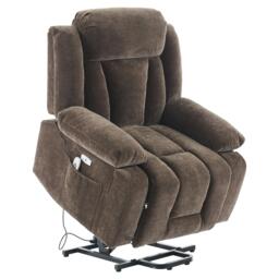 Electric Power Lift Recliner Armchair with Massage and Lumbar Heating, Sofa with Cup Holders & Side Pocket, 95L x 94W x 107H cm, Brown - Aosom UK - thumbnail 2