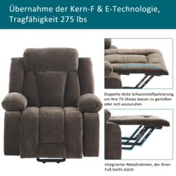 Electric Power Lift Recliner Armchair with Massage and Lumbar Heating, Sofa with Cup Holders & Side Pocket, 95L x 94W x 107H cm, Brown - Aosom UK - thumbnail 8