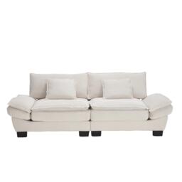 Oversized Cloud Sofa with Ergonomic High-Resilience Foam & 2 Lumbar Cushions, Modular Couch for 2 People, 224L x 81W x 81H cm, Beige - Aosom UK - thumbnail 2