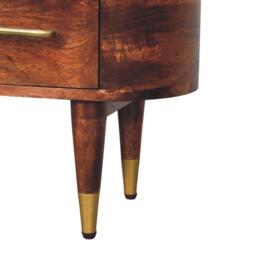 Solid Mango Wood Open-Slot Media Unit with Hand-Finished Detailing, TV Unit with Smooth-Gliding Drawers, 30L x 100W x 40H cm, Brown - Aosom UK - thumbnail 5