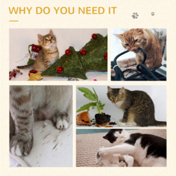 PawHut Cat Tree Tower Basics with Bed, Scratching Post, Activity Centre, Kitten House, Dangling Ball Perch, Beige - Aosom UK - thumbnail 6