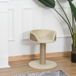 PawHut Cat Tree Tower Basics with Bed, Scratching Post, Activity Centre, Kitten House, Dangling Ball Perch, Beige - Aosom UK - thumbnail 2