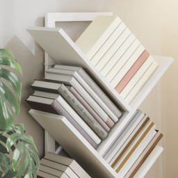 HOMCOM 9-Tier Tree Bookshelf, Industrial Free Standing Bookcase with Steel Frame, Display Storage White - thumbnail 8