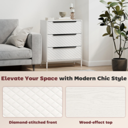 HOMCOM Chest of Drawers, Dresser with 3 Fabric Drawers and Aluminium Handles - White - thumbnail 8