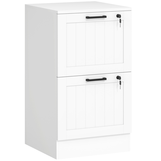 HOMCOM 2 Drawer Filing Cabinet with Lock, Office Storage Cabinet with Adjustable Hanging Bars for A4 Letter Size Files, White - image 1