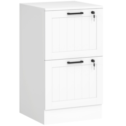 HOMCOM 2 Drawer Filing Cabinet with Lock, Office Storage Cabinet with Adjustable Hanging Bars for A4 Letter Size Files, White - thumbnail 1