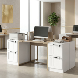 HOMCOM 2 Drawer Filing Cabinet with Lock, Office Storage Cabinet with Adjustable Hanging Bars for A4 Letter Size Files, White - thumbnail 8