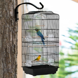 PawHut Large Metal Bird Cage with Stand, Perches, Food Bowls, Swing, for Budgies, Parakeets, Black - thumbnail 8