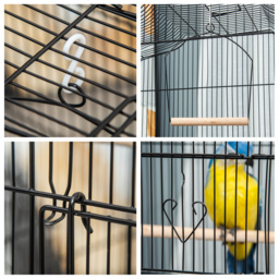 PawHut Large Metal Bird Cage with Stand, Perches, Food Bowls, Swing, for Budgies, Parakeets, Black - thumbnail 9