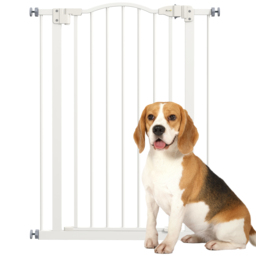 PawHut Metal Pet Safety Gate Dog Gate Folding Fence, White - Aosom UK - thumbnail 1