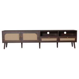 Modern TV Entertainment Centre with 2 Drawers & 2 Cabinets, Sturdy Media Cabinet for Living Rooms, 200L x 37W x 49.5H cm, Wood - Aosom UK - thumbnail 2