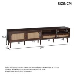 Modern TV Entertainment Centre with 2 Drawers & 2 Cabinets, Sturdy Media Cabinet for Living Rooms, 200L x 37W x 49.5H cm, Wood - Aosom UK - thumbnail 3