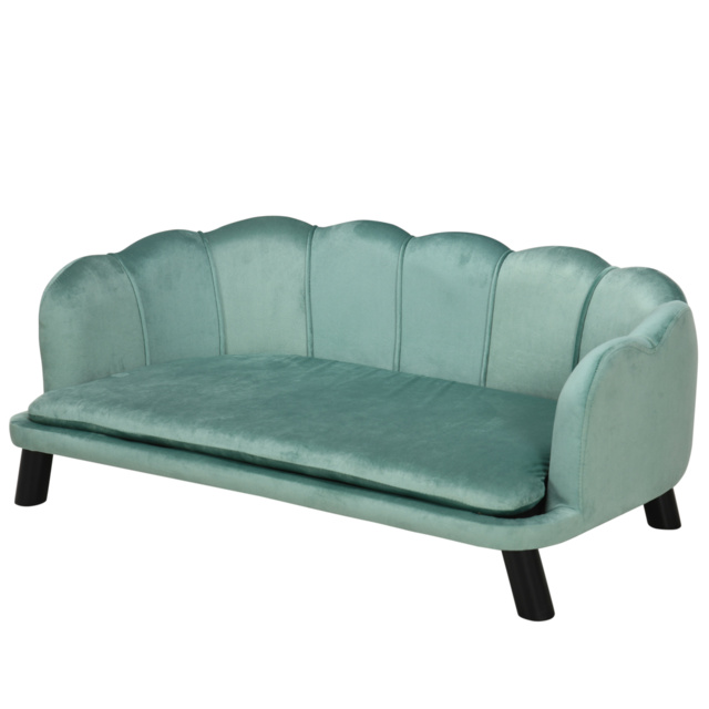 PawHut Dog Sofa, Pet Couch Bed for Medium, Large Dogs, with Legs, Cushion - Green - image 1