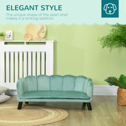 PawHut Dog Sofa, Pet Couch Bed for Medium, Large Dogs, with Legs, Cushion - Green - thumbnail 5