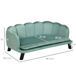 PawHut Dog Sofa, Pet Couch Bed for Medium, Large Dogs, with Legs, Cushion - Green - thumbnail 3