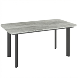 Outsunny Outdoor Garden Coffee Table, Garden Table with Slatted Wood Plastic Composite Top and Metal Frame, Grey - thumbnail 1