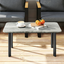 Outsunny Outdoor Garden Coffee Table, Garden Table with Slatted Wood Plastic Composite Top and Metal Frame, Grey - thumbnail 8