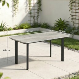 Outsunny Outdoor Garden Coffee Table, Garden Table with Slatted Wood Plastic Composite Top and Metal Frame, Grey - thumbnail 3