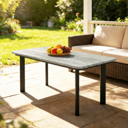 Outsunny Outdoor Garden Coffee Table, Garden Table with Slatted Wood Plastic Composite Top and Metal Frame, Grey - thumbnail 9