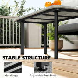 Outsunny Outdoor Garden Coffee Table, Garden Table with Slatted Wood Plastic Composite Top and Metal Frame, Grey - thumbnail 6