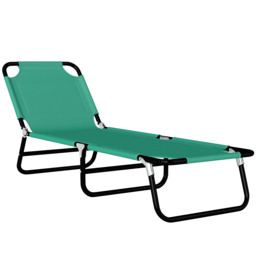 Outsunny Foldable Sun Lounger with 5-Position Adjustable Backrest, Outdoor Portable Recliner Chaise Lounge Chair, Green - thumbnail 1