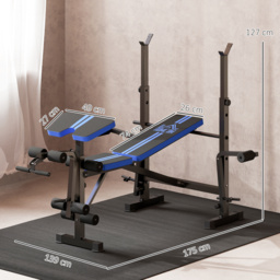 HOMCOM Adjustable Weight Bench with Leg Developer Barbell Rack for Weight Lifting and Strength Training Multifunctional Workout Station for Home Gym Fitness, Blue - thumbnail 3