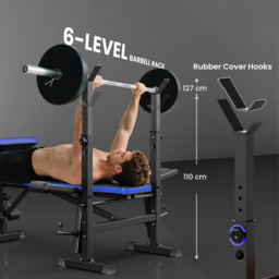 HOMCOM Adjustable Weight Bench with Leg Developer Barbell Rack for Weight Lifting and Strength Training Multifunctional Workout Station for Home Gym Fitness, Blue - thumbnail 5