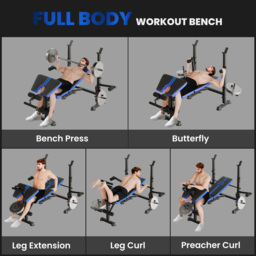 HOMCOM Adjustable Weight Bench with Leg Developer Barbell Rack for Weight Lifting and Strength Training Multifunctional Workout Station for Home Gym Fitness, Blue - thumbnail 4