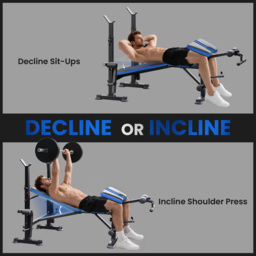 HOMCOM Adjustable Weight Bench with Leg Developer Barbell Rack for Weight Lifting and Strength Training Multifunctional Workout Station for Home Gym Fitness, Blue - thumbnail 6