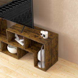 HOMCOM TV Stand for TVs up to 75 Inches, Free Combination TV Unit with Storage Shelves, Extendable Entertainment Centre for Living Room, Rustic Brown - thumbnail 9