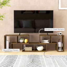 HOMCOM TV Stand for TVs up to 75 Inches, Free Combination TV Unit with Storage Shelves, Extendable Entertainment Centre for Living Room, Rustic Brown - thumbnail 7