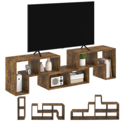 HOMCOM TV Stand for TVs up to 75 Inches, Free Combination TV Unit with Storage Shelves, Extendable Entertainment Centre for Living Room, Rustic Brown - thumbnail 8