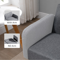 HOMCOM Two Seater Sofa Bed, Convertible Linen Fabric Sofa Couch, Click Clack Sofabed with Adjustable Split Backrest, Cat Scratch Anti, Grey - Aosom UK - thumbnail 7