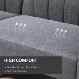 HOMCOM Two Seater Sofa Bed, Convertible Linen Fabric Sofa Couch, Click Clack Sofabed with Adjustable Split Backrest, Cat Scratch Anti, Grey - Aosom UK - thumbnail 4
