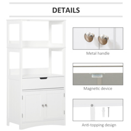 Kleankin Free Standing Bathroom Cabinet, Kitchen Cupboard with Shelves, Drawer, for Storage Organising, White - Aosom UK - thumbnail 4
