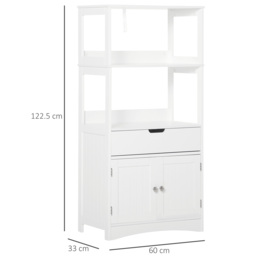 Kleankin Free Standing Bathroom Cabinet, Kitchen Cupboard with Shelves, Drawer, for Storage Organising, White - Aosom UK - thumbnail 3