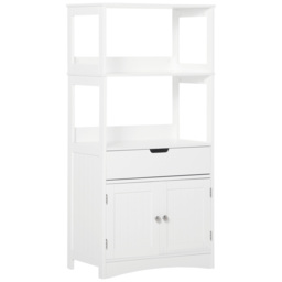 Kleankin Free Standing Bathroom Cabinet, Kitchen Cupboard with Shelves, Drawer, for Storage Organising, White - Aosom UK