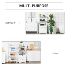 Kleankin Free Standing Bathroom Cabinet, Kitchen Cupboard with Shelves, Drawer, for Storage Organising, White - Aosom UK - thumbnail 6
