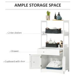 Kleankin Free Standing Bathroom Cabinet, Kitchen Cupboard with Shelves, Drawer, for Storage Organising, White - Aosom UK - thumbnail 5