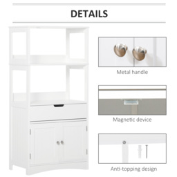 Kleankin Free Standing Bathroom Cabinet, Kitchen Cupboard with Shelves, Drawer, for Storage Organising, White - Aosom UK - thumbnail 7