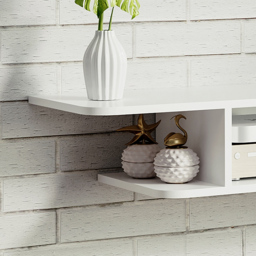 "HOMCOM Floating TV Unit Stand for TVs up to 40"", Wall Mounted Media Console with Storage Shelf, Entertainment Center, White" - thumbnail 7