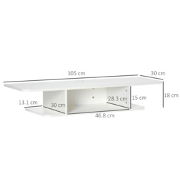 "HOMCOM Floating TV Unit Stand for TVs up to 40"", Wall Mounted Media Console with Storage Shelf, Entertainment Center, White" - thumbnail 3