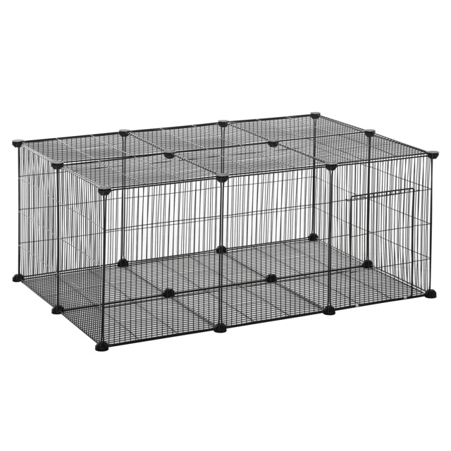 PawHut DIY Pet Playpen, Small Animal Metal Cage with Door, 22 Pieces, for Bunny, Chinchilla, Hedgehog, Guinea Pig - Aosom UK - image 1