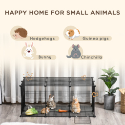 PawHut DIY Pet Playpen, Small Animal Metal Cage with Door, 22 Pieces, for Bunny, Chinchilla, Hedgehog, Guinea Pig - Aosom UK - thumbnail 6